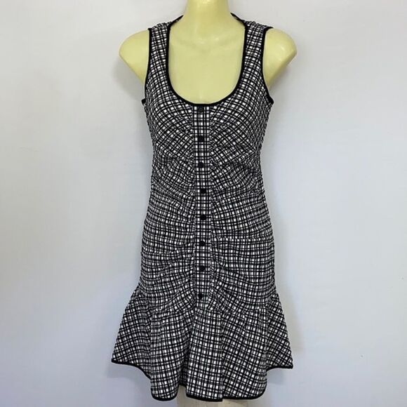 Parker Dress"Yael"Black White Seersucker Flirty Ruffle Mini Dress Nwot S… - Picture 2 of 9